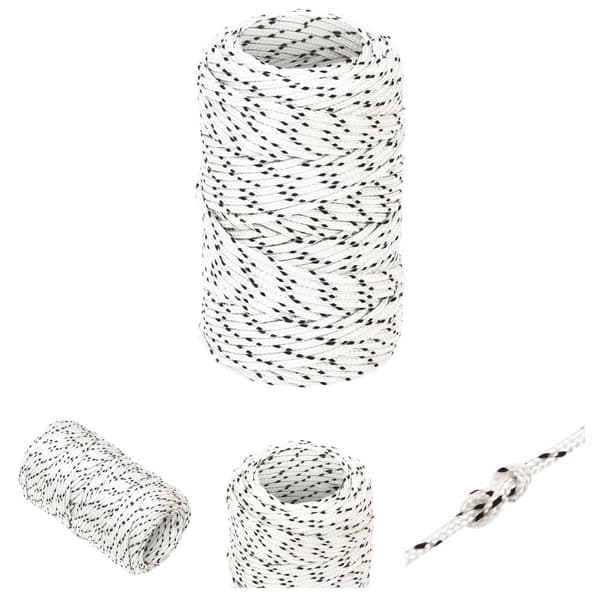 The Living Store flettet tovværk 2 mm x 50 m polyester hvid -  Reb