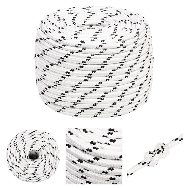 The Living Store flettet tovværk 14 mm x 100 m polyester hvid -  Reb