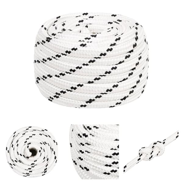 The Living Store Båtlina flätad vit 16 mm x 25 m polyester - Rep