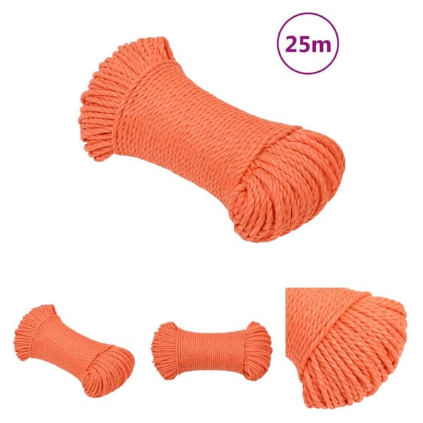 The Living Store arbejdsreb 6 mm 25 m polypropylen orange -  Reb