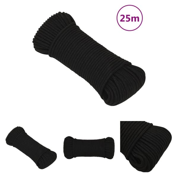 The Living Store arbejdsreb 5 mm 25 m polyester sort - Reb