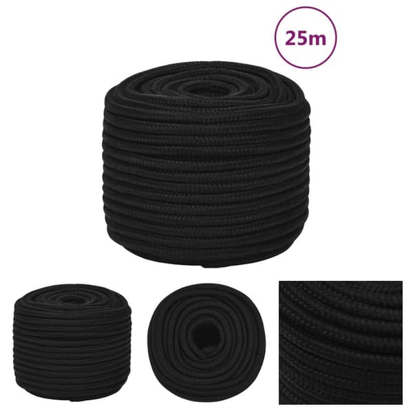 The Living Store arbejdsreb 12 mm 25 m polyester sort -  Reb