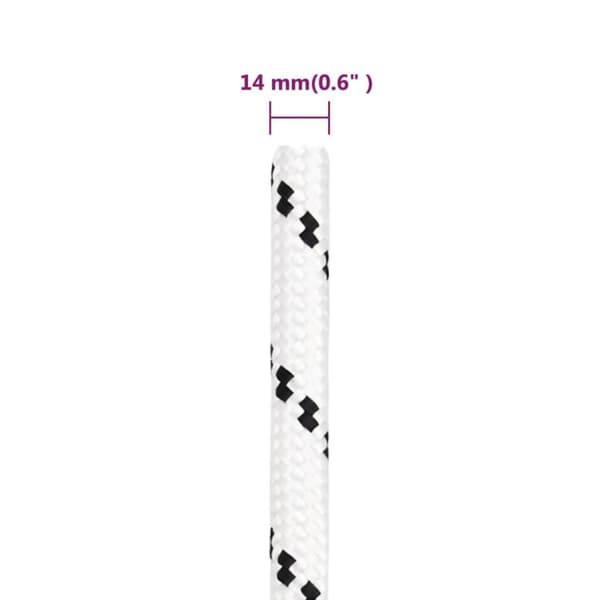 Reb - Living flettet tovværk 14 mm x 25 m polyester hvid