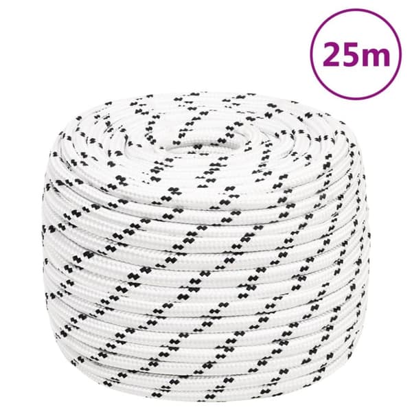 Reb - Living flettet tovværk 14 mm x 25 m polyester hvid