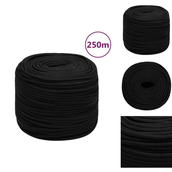 Reb - Living arbejdsreb 6 mm 250 m polyester sort