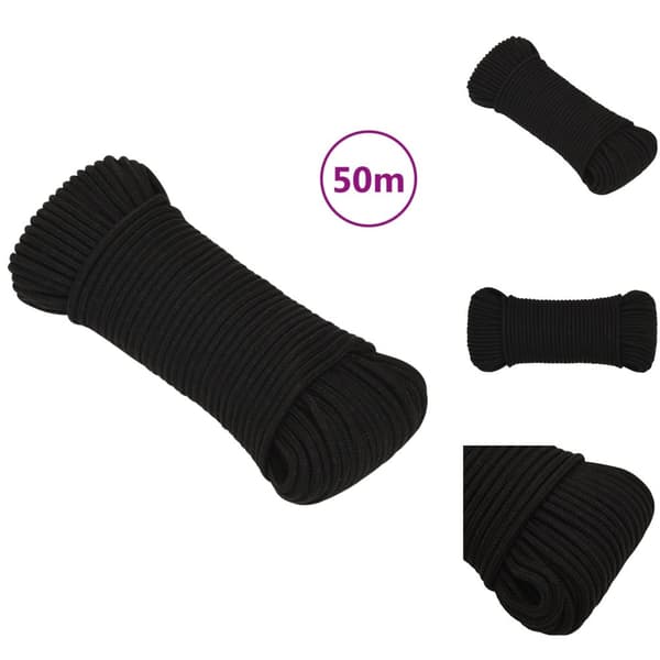 Reb - Living arbejdsreb 4 mm 50 m polyester sort