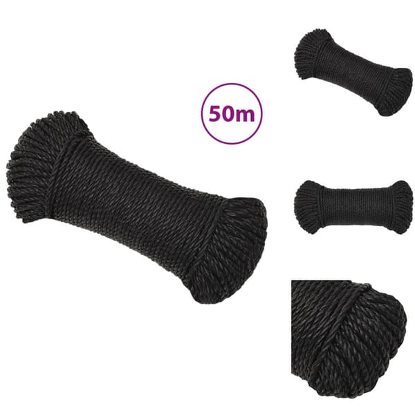 Reb - Living arbejdsreb 8 mm 50 m polypropylen sort
