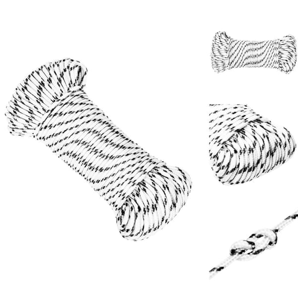Reb - Living flettet tovværk 4 mm x 100 m polyester hvid