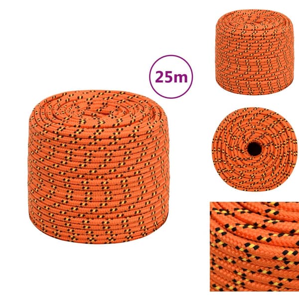 Reb - Living tovværk til båd 8 mm 25 m polypropylen orange