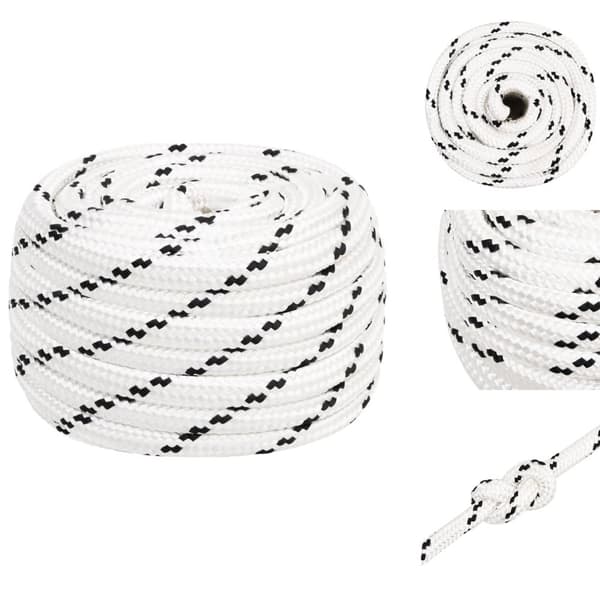 Reb - Living flettet tovværk 18 mm x 25 m polyester hvid