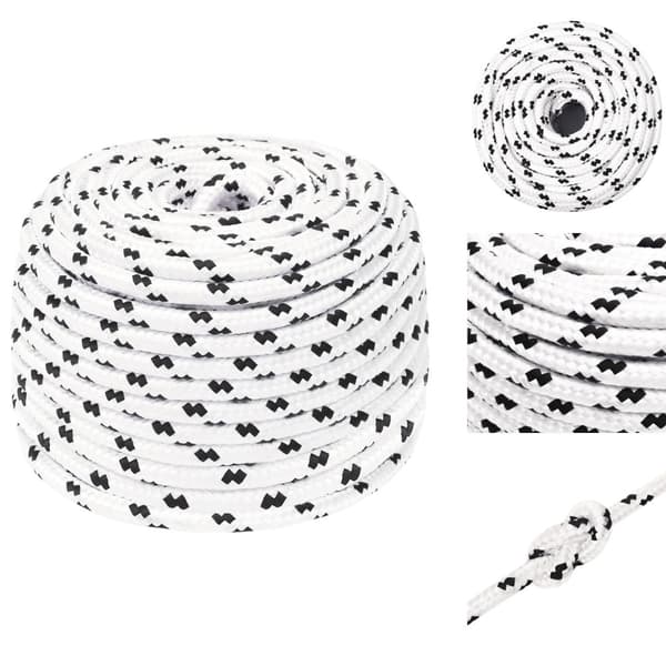 Reb - Living flettet tovværk 6 mm x 100 m polyester hvid