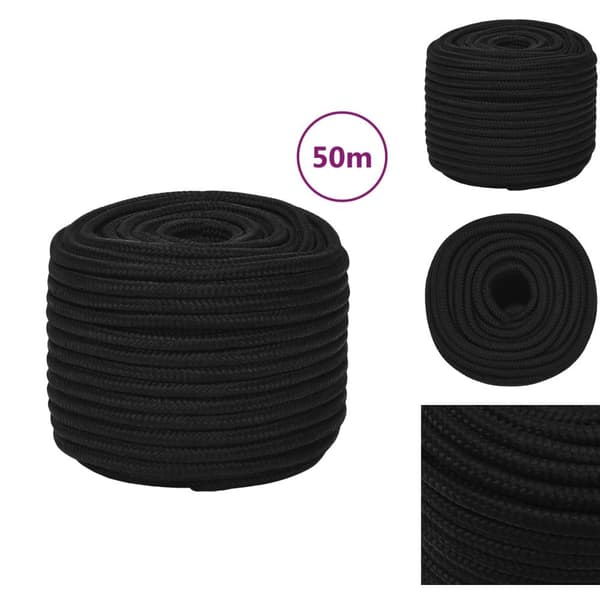 Reb - Living arbejdsreb 12 mm 50 m polyester sort