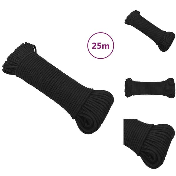 Köydet - Living Veneköysi täysmusta 4 mm 25 m polypropeeni