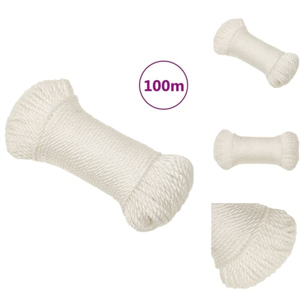 Reb - Living arbejdsreb 6 mm 100 m polypropylen hvid