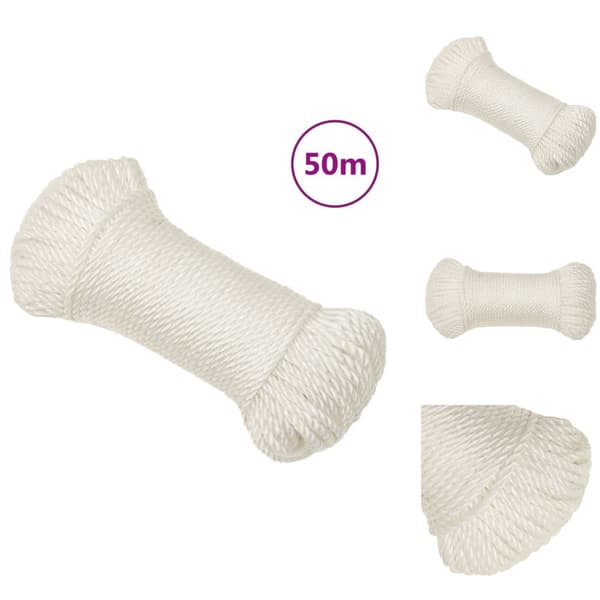 Reb - Living arbejdsreb 6 mm 50 m polypropylen hvid