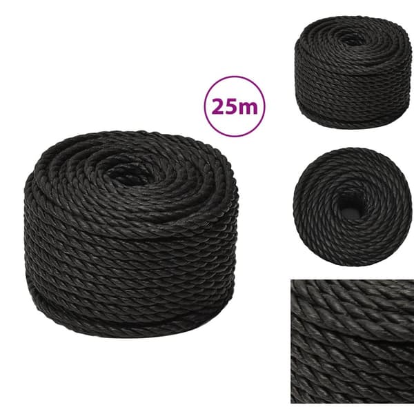 Reb - Living arbejdsreb 14 mm 25 m polypropylen sort
