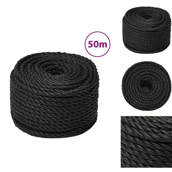 Reb - Living arbejdsreb 10 mm 50 m polypropylen sort
