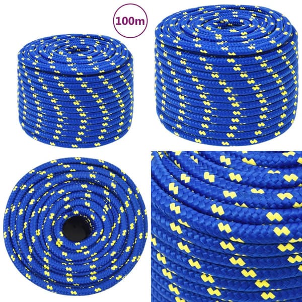 Tovværk til båd 12 mm 100 m polypropylen blå - Bådreb - Bådtov - Home & Living