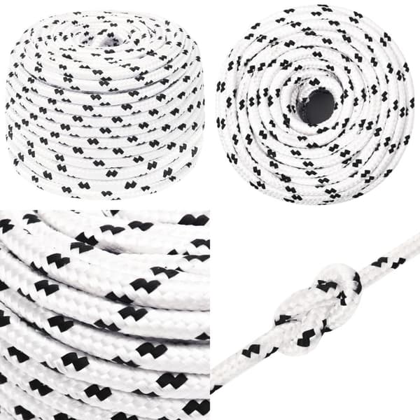 Flettet tovværk 8 mm x 25 m polyester hvid - Bådreb - Bådtov - Home & Living