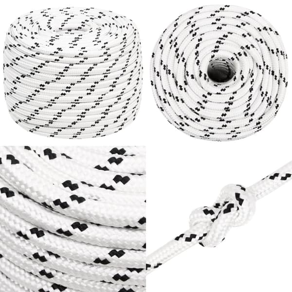 Flettet tovværk 14 mm x 25 m polyester hvid - Bådreb - Bådtov - Home & Living