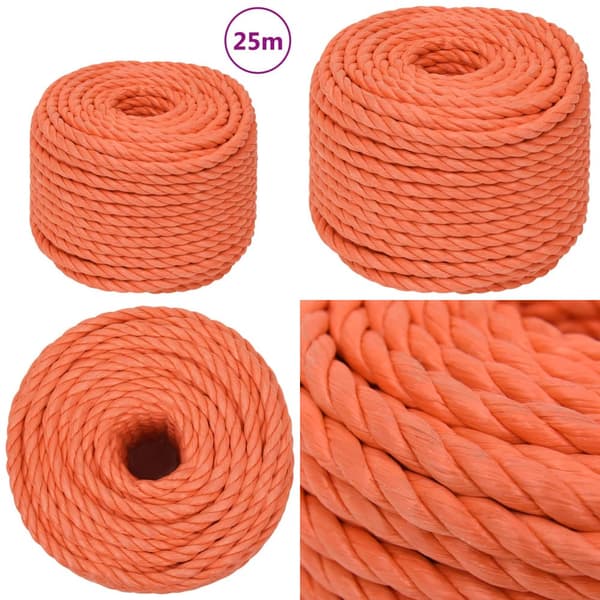 Arbejdsreb 10 mm 25 m polypropylen orange - Reb - Snoet Reb - Home & Living
