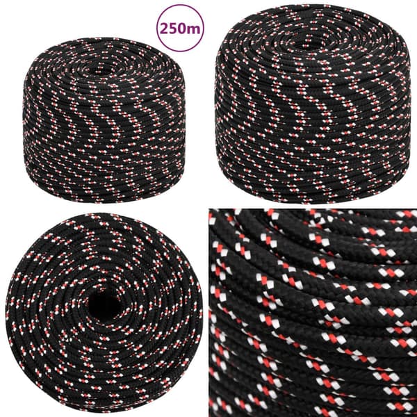 Båtlina svart 8 mm 250 m polypropylen - Rep - Båtrep - Home & Living