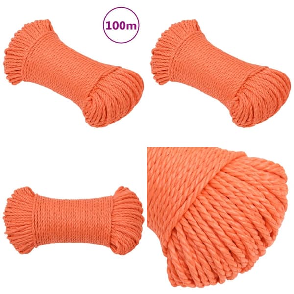 Arbejdsreb 6 mm 100 m polypropylen orange - Reb - Snoet Reb - Home & Living