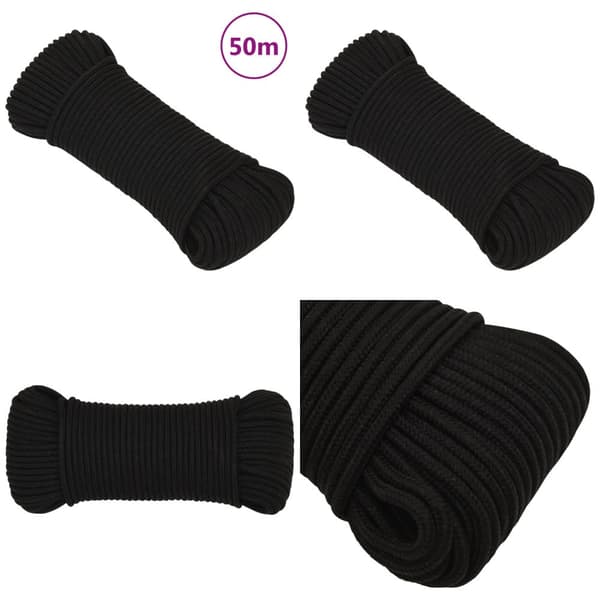 Arbejdsreb 4 mm 50 m polyester sort - Tov - Tove - Home & Living