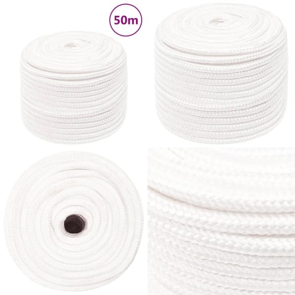 Veneköysi täysvalkoinen 12 mm 50 m polypropeeni - Veneköysi - Veneköydet - Home & Living