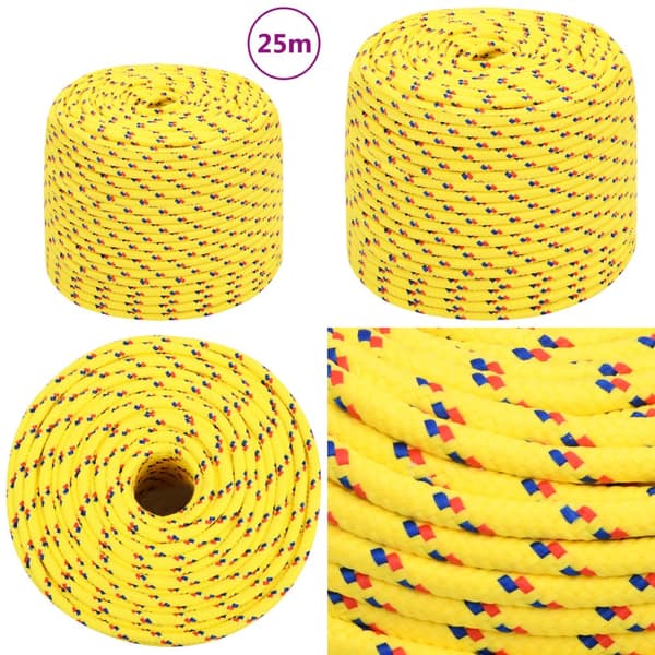Tovværk til båd 6 mm 25 m polypropylen gul - Bådreb - Bådtov - Home & Living
