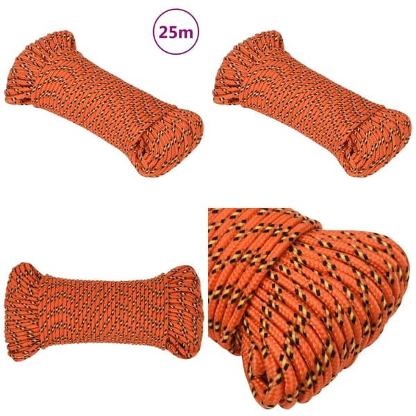 Tovværk til båd 3 mm 25 m polypropylen orange - Bådreb - Bådtov - Home & Living