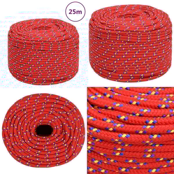 Tovværk til båd 10 mm 25 m polypropylen rød - Bådreb - Bådtov - Home & Living