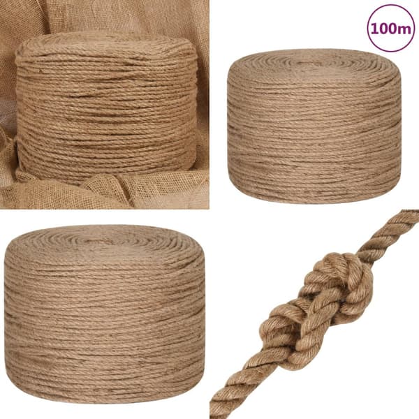 Juuttiköysi 100 m pitkä 4 mm paksu - Juuttiköysi - Juuttilanka - Home & Living