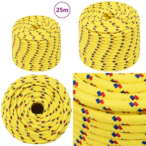 Tovværk til båd 12 mm 25 m polypropylen gul - Bådreb - Bådtov - Home & Living