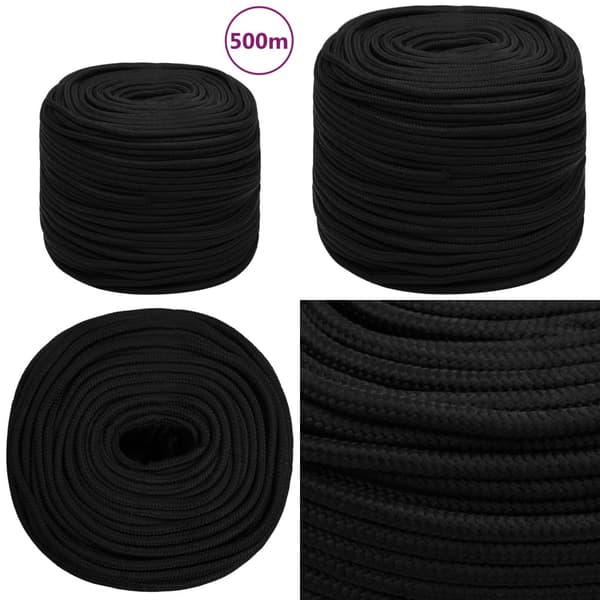 Rep svart 6 mm 500 m polyester - Rep - Flätade Rep - Home & Living
