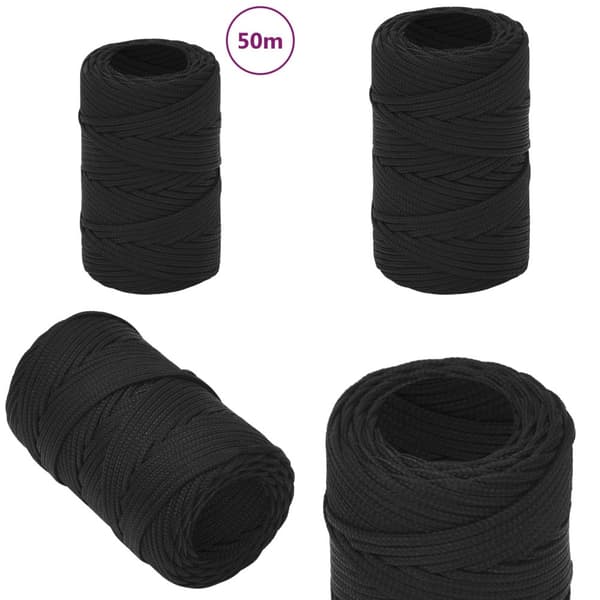 Veneköysi täysmusta 2 mm 50 m polypropeeni - Veneköysi - Veneköydet - Home & Living