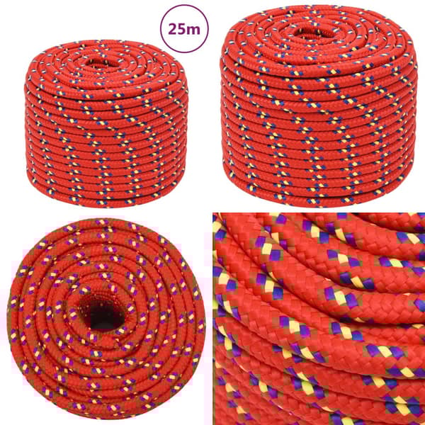 Tovværk til båd 14 mm 25 m polypropylen rød - Bådreb - Bådtov - Home & Living