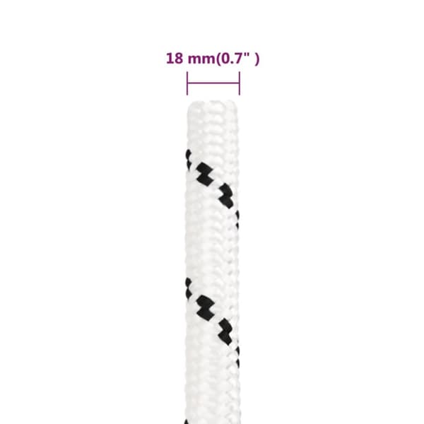 Flettet tovværk 18 mm x 25 m polyester hvid - Bådreb - Bådtov - Home & Living