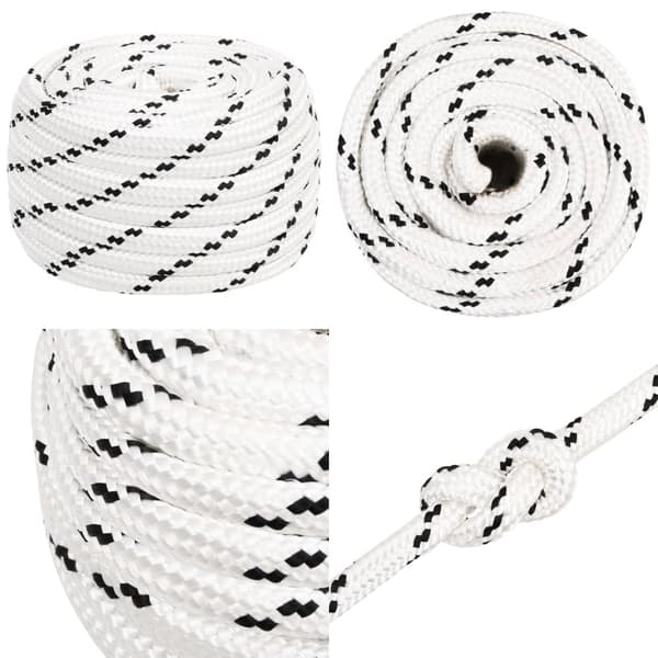 Flettet tovværk 18 mm x 25 m polyester hvid - Bådreb - Bådtov - Home & Living
