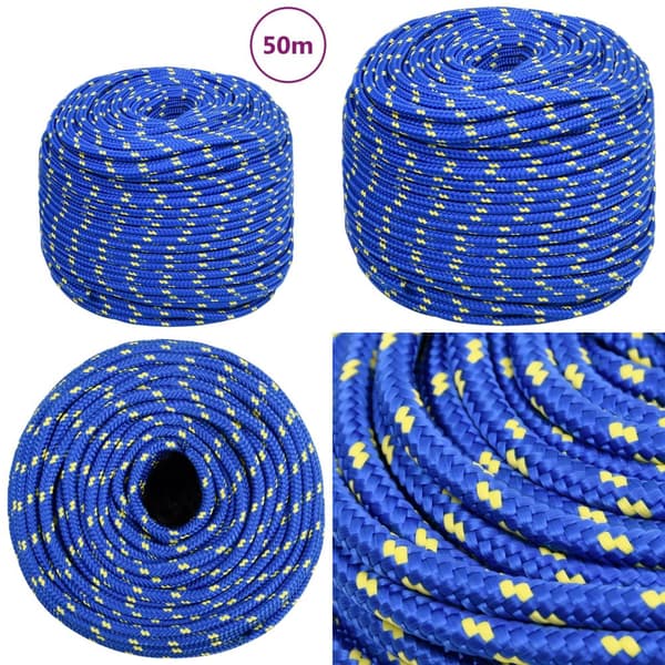 Tovværk til båd 6 mm 50 m polypropylen blå - Bådreb - Bådtov - Home & Living