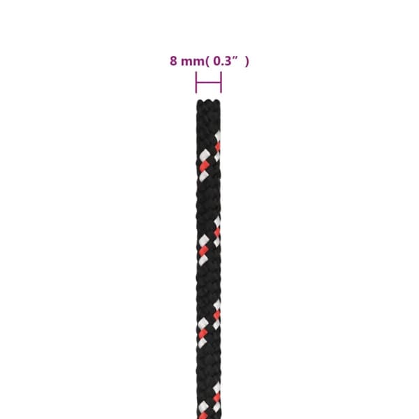 Båtlina svart 8 mm 25 m polypropen - Rep - Båtrep - Home & Living