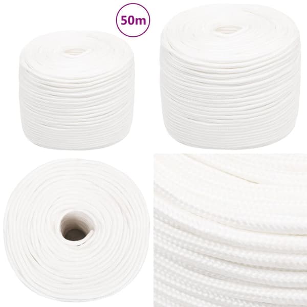Veneköysi täysvalkoinen 10 mm 50 m polypropeeni - Veneköysi - Veneköydet - Home & Living