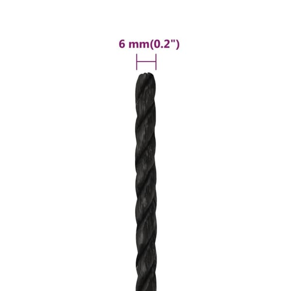 Arbejdsreb 6 mm 50 m polypropylen sort - Reb - Snoet Reb - Home & Living