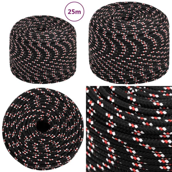 Tovværk til båd 6 mm 25 m polypropylen sort - Bådreb - Bådtov - Home & Living