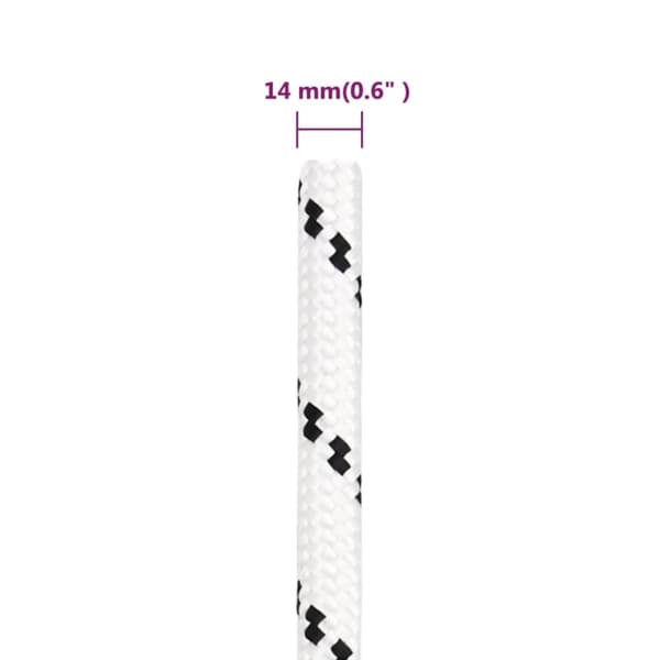 Flettet tovværk 14 mm x 250 m polyester hvid - Bådreb - Bådtov - Home & Living
