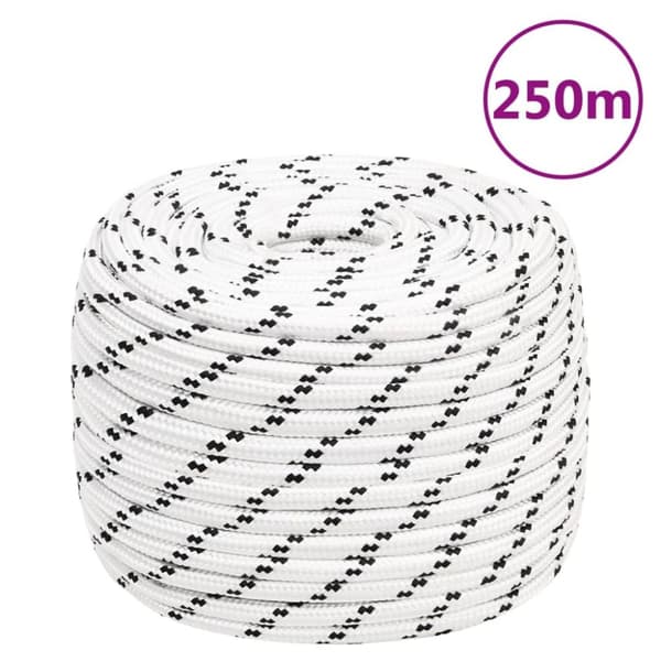 Flettet tovværk 14 mm x 250 m polyester hvid - Bådreb - Bådtov - Home & Living