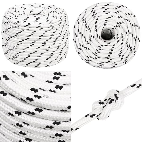 Båtlina flätad vit 14 mm x 250 m polyester - Rep - Båtrep - Home & Living