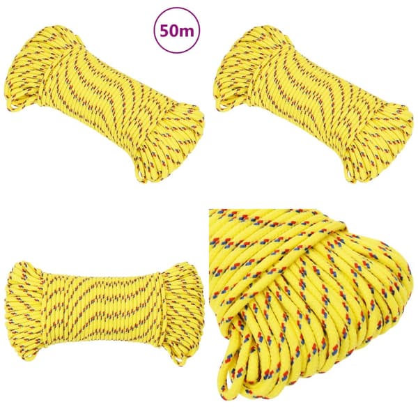Veneköysi keltainen 3 mm 50 m polypropeeni - Veneköysi - Veneköydet - Home & Living