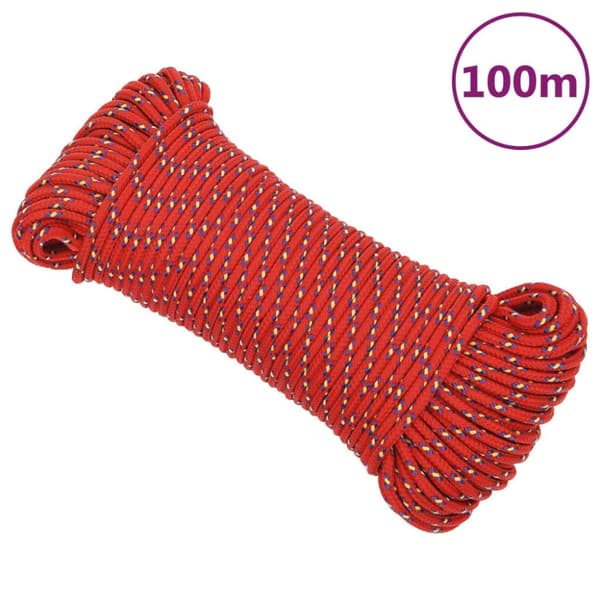 Veneköysi punainen 4 mm 100 m polypropeeni - Veneköysi - Veneköydet - Home & Living