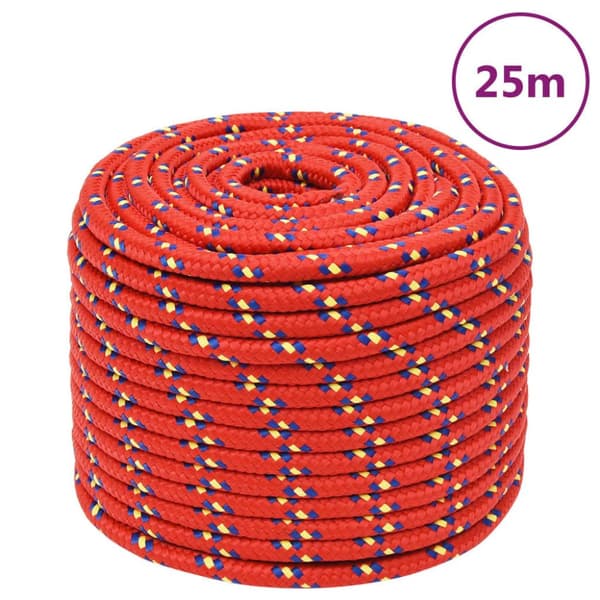 Tovværk til båd 12 mm 25 m polypropylen rød - Bådreb - Bådtov - Home & Living